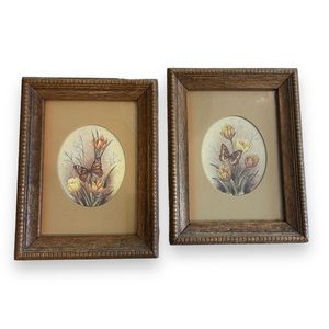 Vintage Small Kay Lamb Shannon Wildflowers Frame Matted Wall Art Print Pair